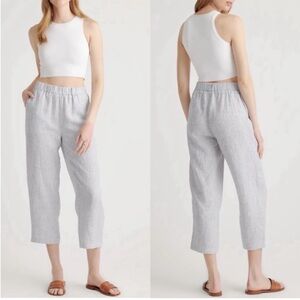 Quince 100% European Linen Pants in Blue Pinstripe size Large